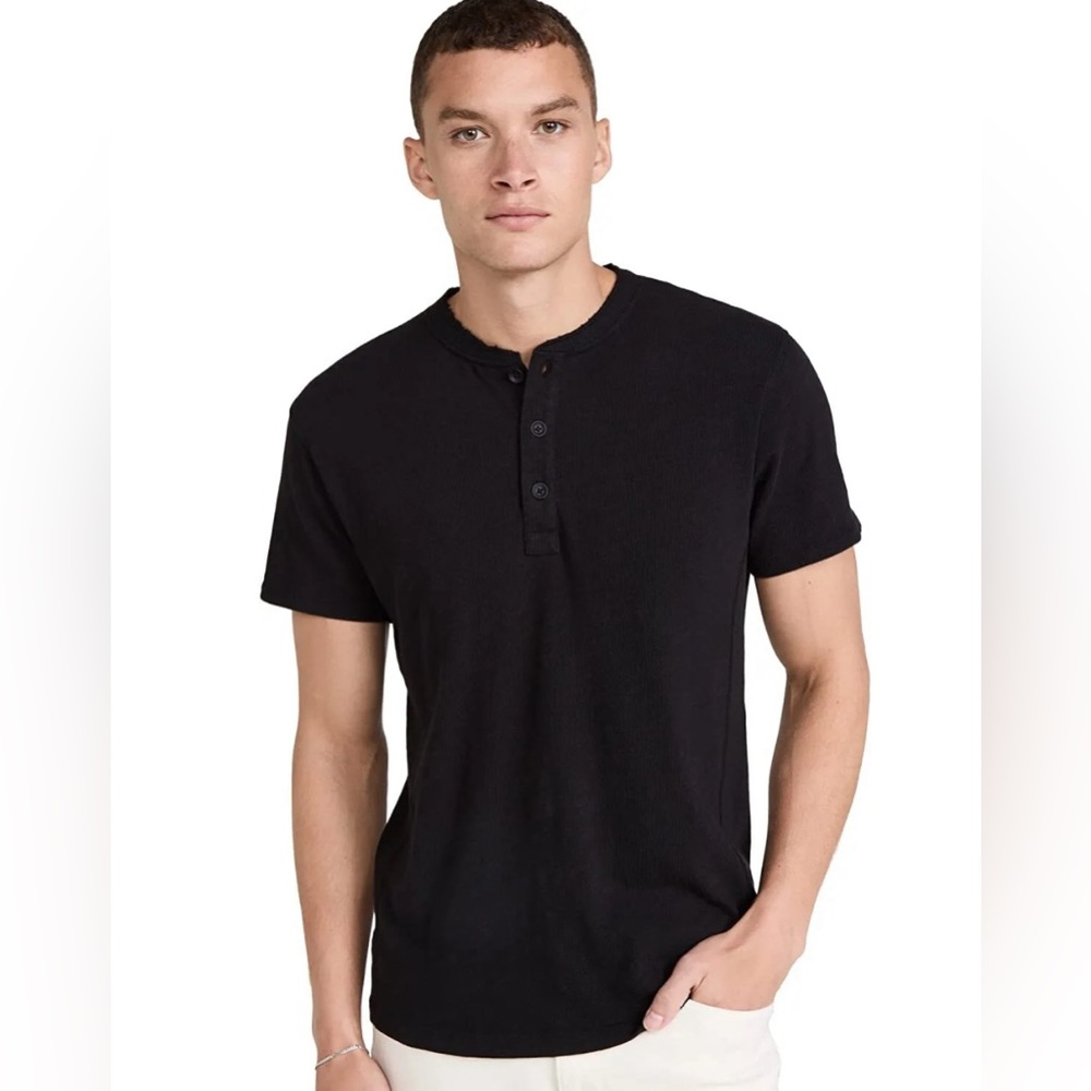 Rag & Bone - Men's Classic Henley, Jet Black - Size XL